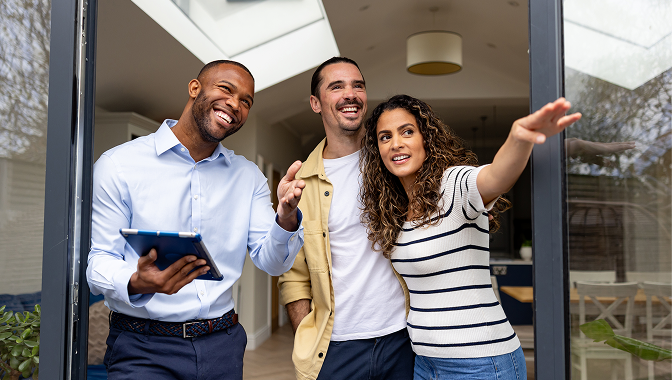 Landlord shaking hands with a property manager